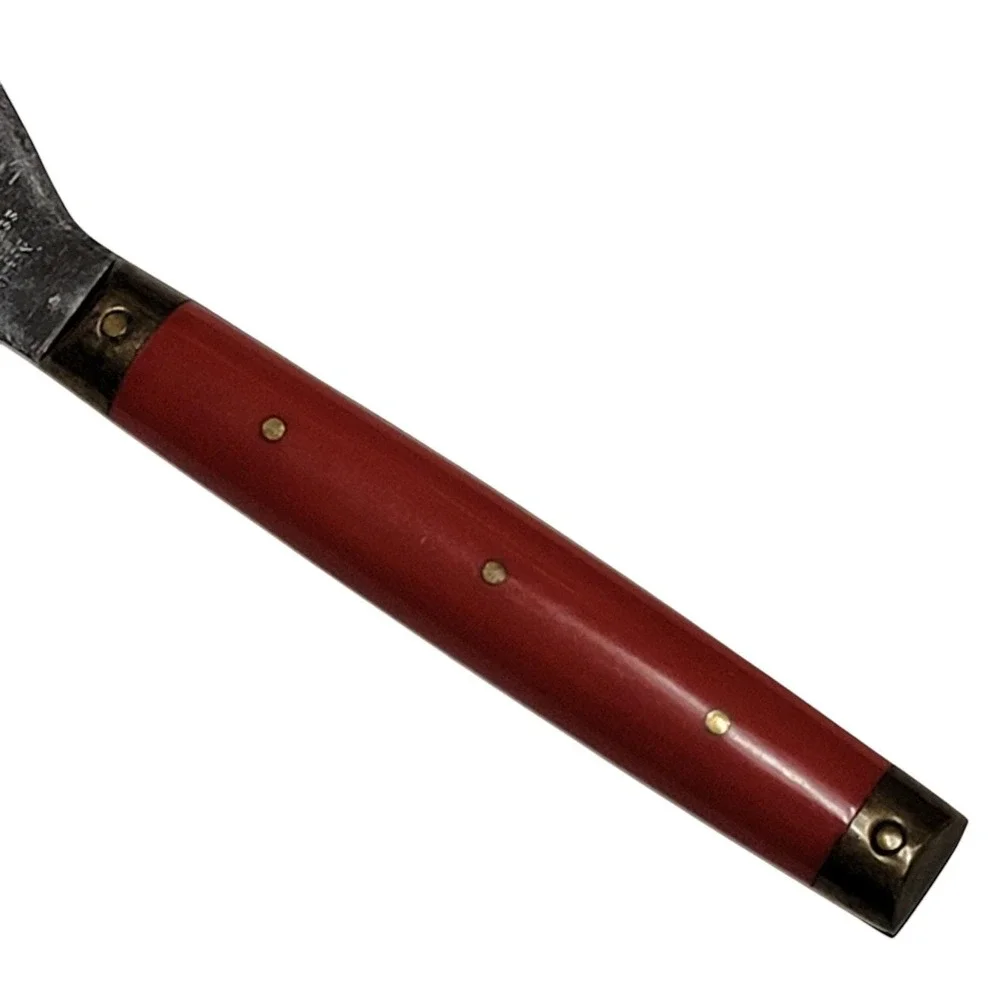 VTG 60s Bottle Opener Viking Red Brass Tone Handle‎ Stainless Steel MCM Barware